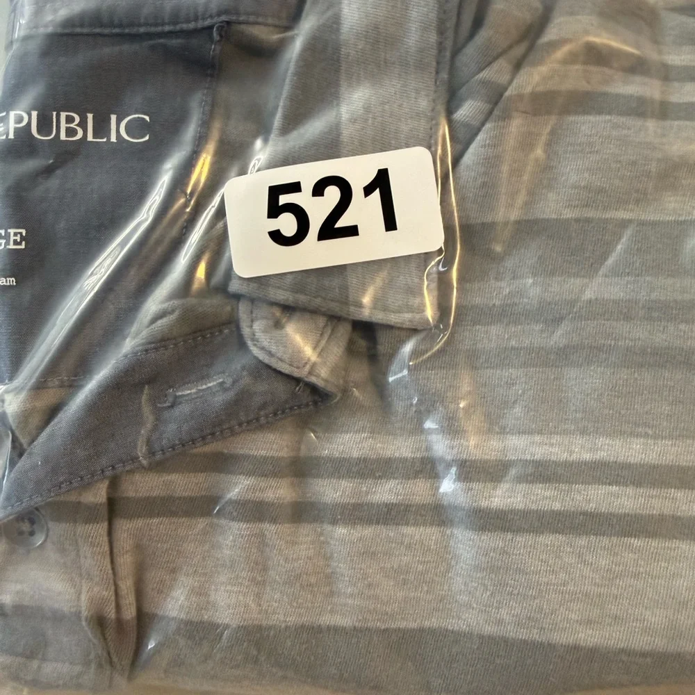 Banana Republic Vintage Stripe Polo Shirt Gray Men’s XL‎